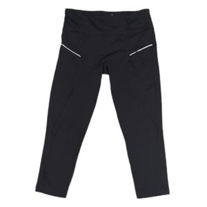 90 Degrees Black Athletic Leggings Reflective Trim Cropped Capri Ruched Yoga